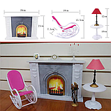 Ігрова лялькова мебель Gloria 96006 мебель для ляльок Вітальня кімната камін крісло тумба, фото 3