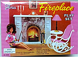 Ігрова лялькова мебель Gloria 96006 мебель для ляльок Вітальня кімната камін крісло тумба, фото 4
