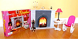 Ігрова лялькова мебель Gloria 96006 мебель для ляльок Вітальня кімната камін крісло тумба, фото 5