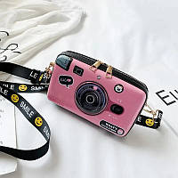Розовая сумочка Фотоаппарат для девочки, розовая детская сумка через плечо, женская сумка камера