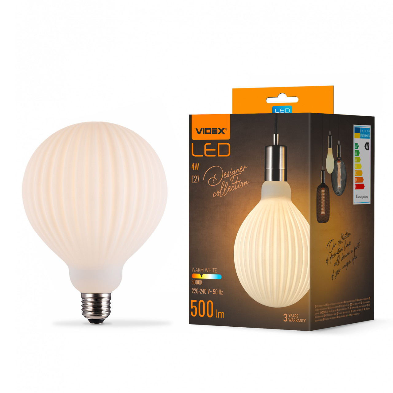 LED лампа VIDEX Filament VL-DG125175-WZTMO 4W E27 3000K Matt opal, фото 1