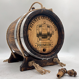 Дубова Бочка 10 л. Під Старовину. Бочка для Віскі, Вина, Подарунок Батьку, Персоналізована Гравіровка