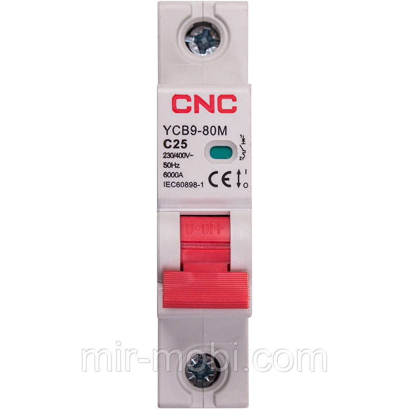 Модульний автоматичний вимикач CNC YCB9-80M 1P C25 6ka
