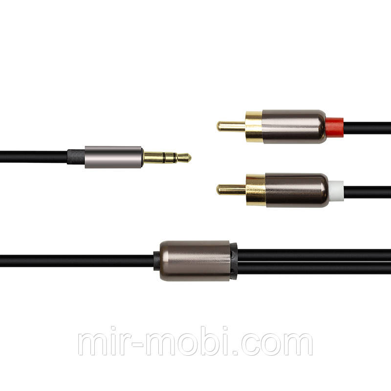 Аудіо кабель PowerPlant 3.5мм Stereo Plug - 2*RCA, 1 м
