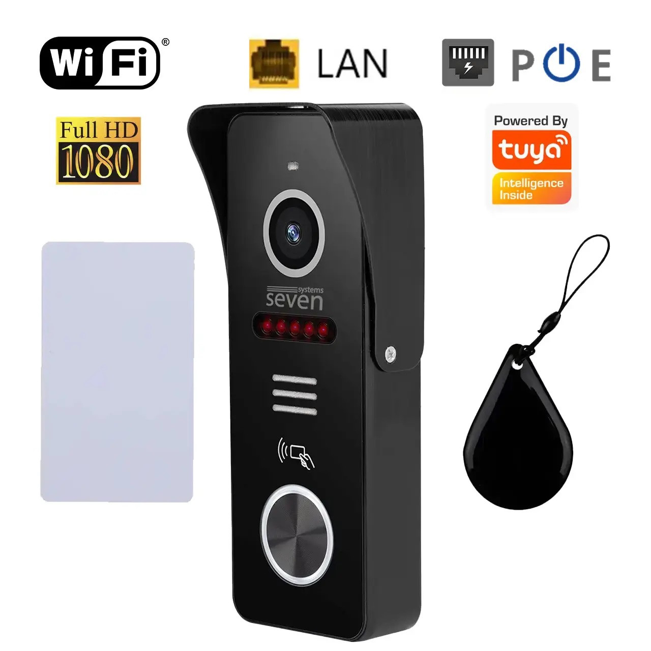 IP-панель виклику з вбудованим зчитувачем карт MIFARE SEVEN CP-7500FHD-Wi-Fi black