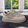 Кросівки жіночі бежеві шкіряні з перфорацією HENGJI 4453, фото 6