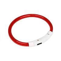 Світний нашийник LED для собак з USB-зарядкою 50 см M Червоний