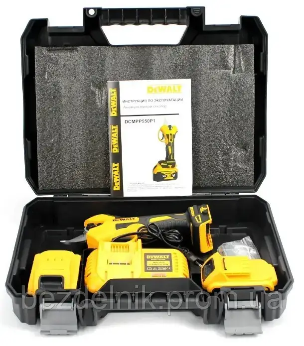 Акумуляторний секатор DeWalt DCMPP550P1 (36V, 6AH), АКБ