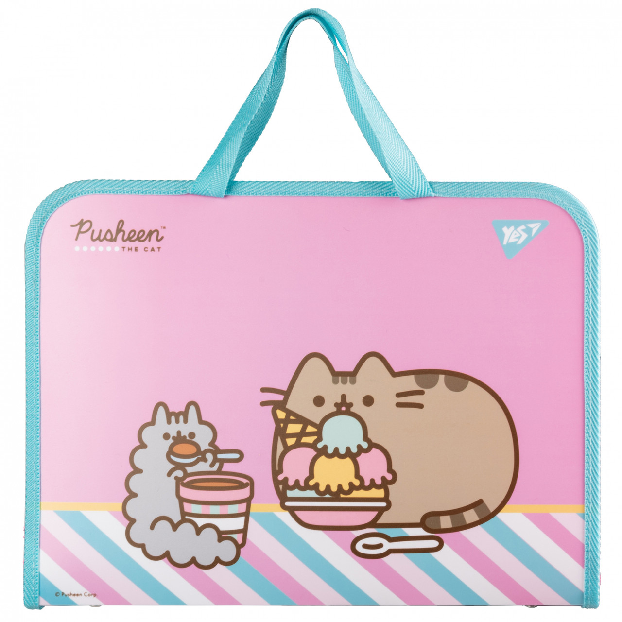 Папка-портфель YES FC на блискавці з тканинними ручками Pusheen Stormy, рожевий (492238)