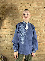 Подростковая вышиванка для мальчика с вышивкой на спине 152 см(40)