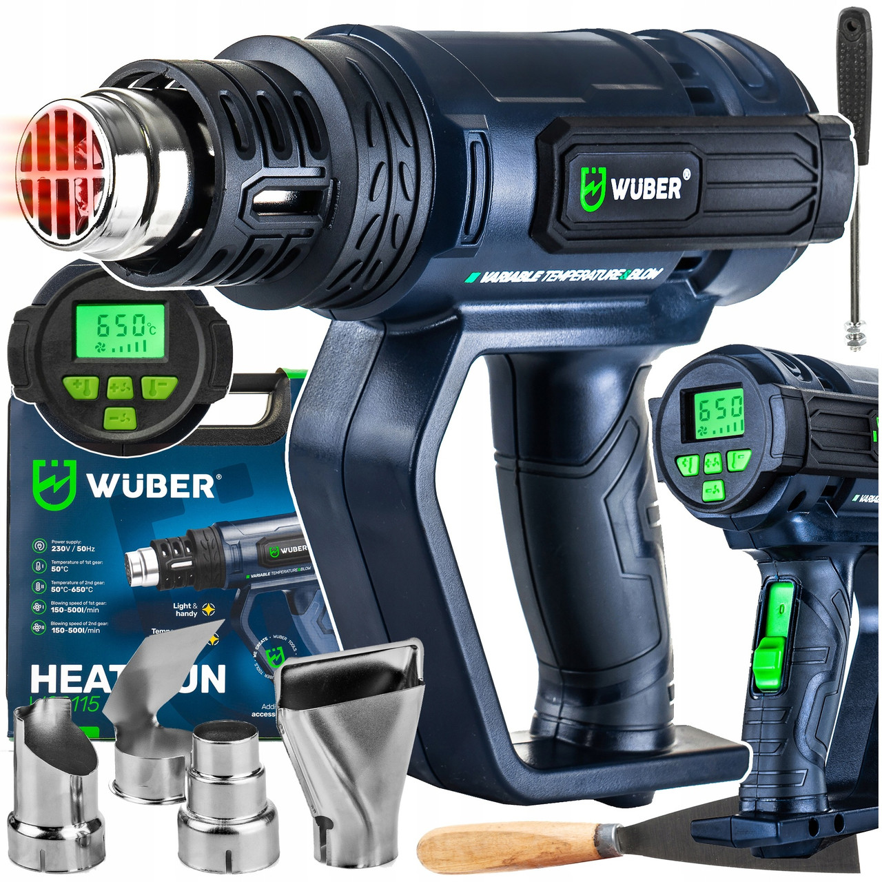 Фен будівельний Wuber 2200W 650 °C з регулюванням температури