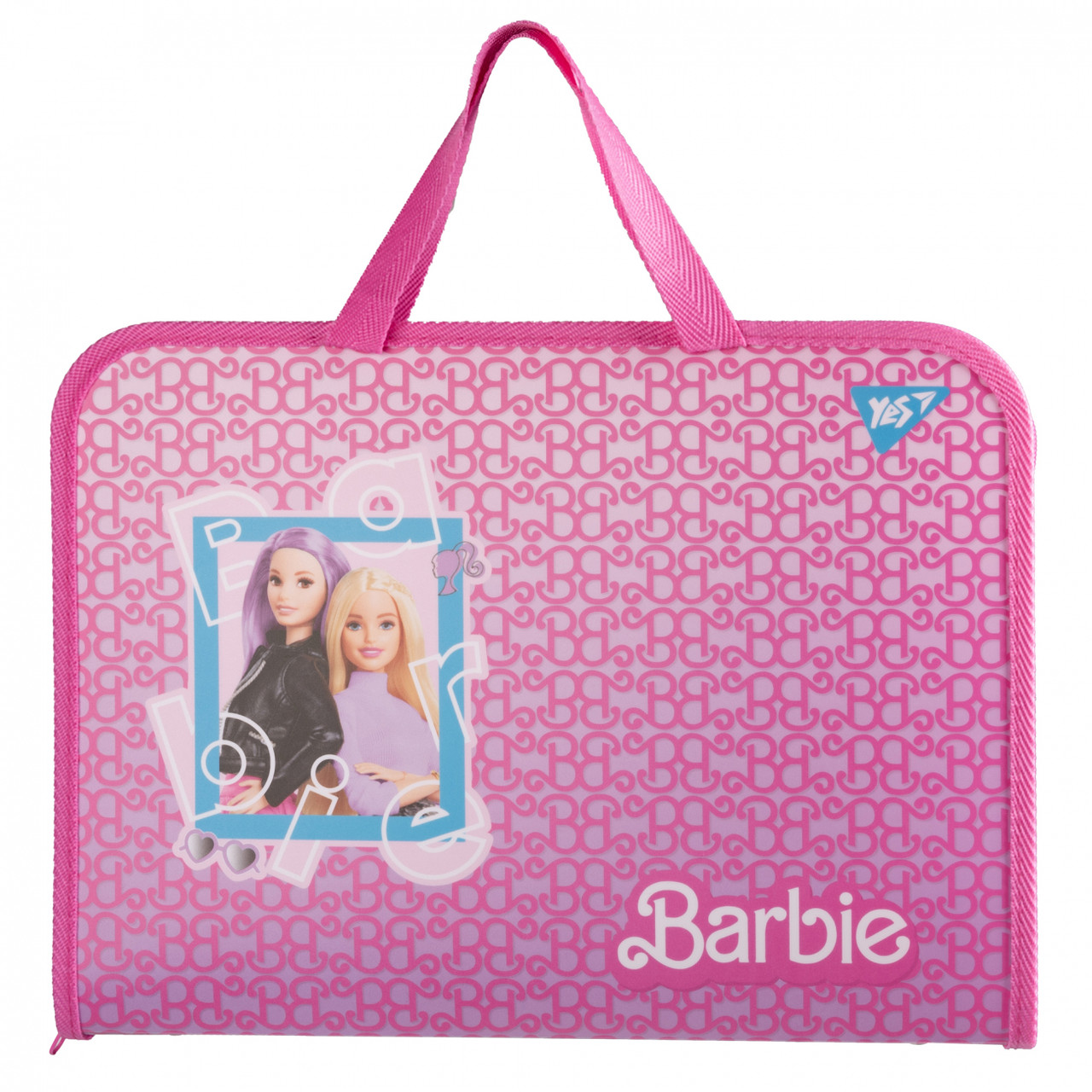 Папка-портфель YES FC на блискавці з тканинними ручками Barbie, рожевий (492240)