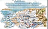 Тихий пляж Набор для вышивания крестом с печатной схемой на ткани Joy Sunday F665JS