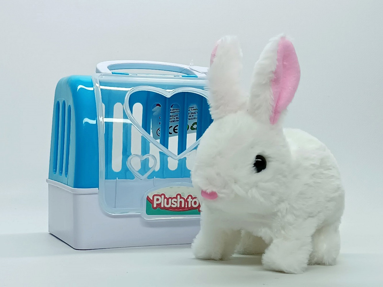 Інтерактивна іграшка Limo toy "Кролик білий у блакитному перенесенні" 667-25-1
