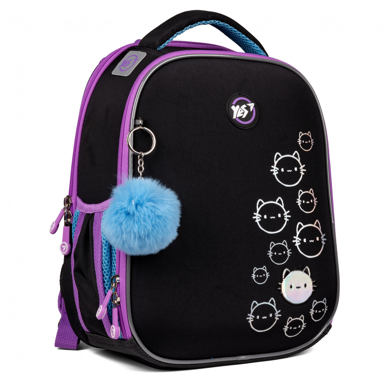 Рюкзак каркасний ортопедичний YES H-100 Mysterious Cats 35х28х15 см, 15 л, чорний (559550)