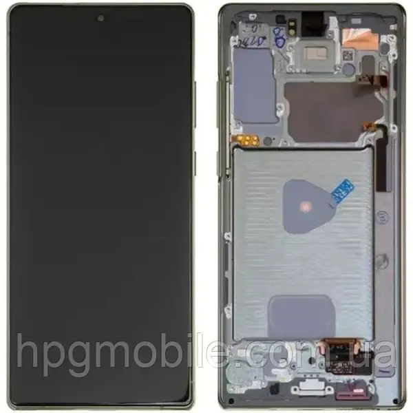 Дисплей Samsung N980/Note 20 (GH82-23622A) модуль (екран,сенсор) сервісний оригінал, з рамкою, Сірий, фото 1