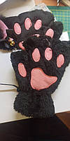 Набор кошачьи ободок Ушки и Перчатки черные, костюм карнавальный, нарядный кот, аниме, косплей код 442