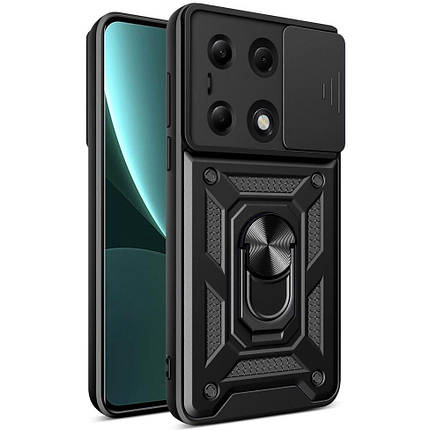 PC + TPU чохол Camshield armor на Poco M6 Pro (4G) / чорний, фото 1