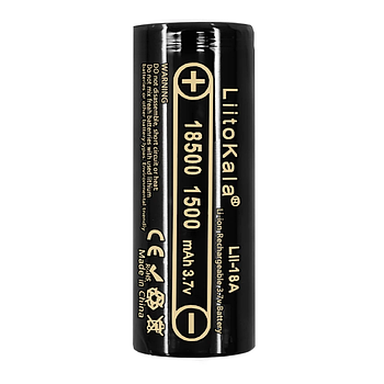 Акумулятор 18500 на 1500mAh, LiitoKala Lii-18A, 1шт / Батарейка акумуляторна / Пальчиковий акумулятор