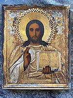 Старовинна Ікона Ісуса, золотиста, дерево, олія, XIX століття, релігійна, християнська