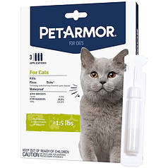 Краплі від бліх і кліщів для котів PetArmor Cats 0.68-9 кг ціна за 3 піпетки