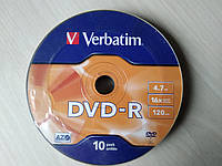 Диски DVD-R Verbatim 4,7GB 1-16x (упаковка 10шт)