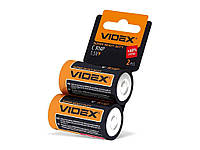 Батарейка VIDEX R14 2шт сольова R14P/C SHRINK CARD