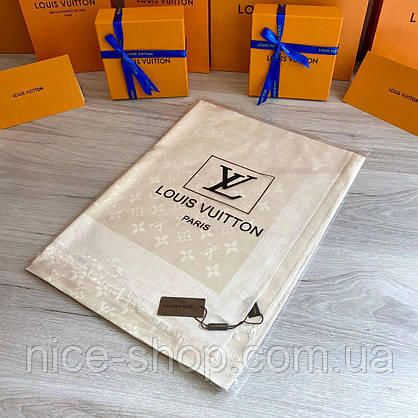 Палантин Louis Vuitton світло-бежевий, фото 5