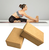 Гіпоалергенний Cork Yoga блок SP-Sport FI-0831 для йоги з коркового дерева з хорошою амортизацією 24x16,5x9 см.