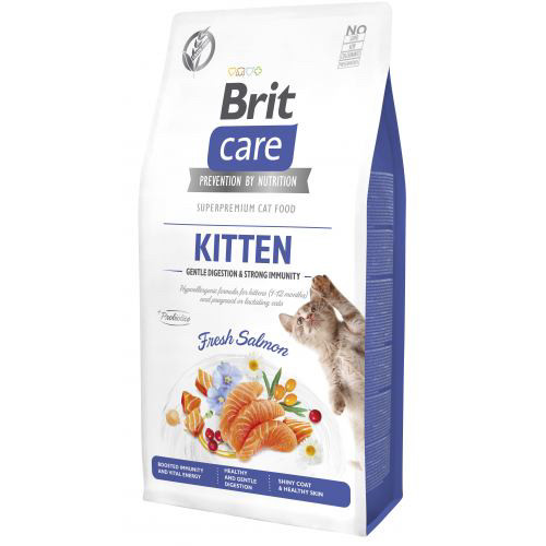 Сухий корм Brit Care Cat by Nutrition Kitten Gentle Digestion Strong Immunity для кошенят, з лососем, 7 кг, фото 1