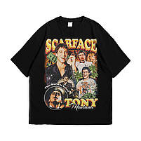 Футболка з принтом Обличчя зі шрамом - Scarface Tony Montana S Чорний, фото 4