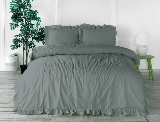 Постільна білизна 160 220 з ранфорсу варена бавовна, Постільна білизна Limasso Natural Green, фото 1
