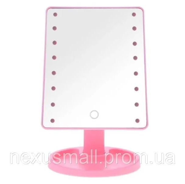 Настольное зеркало с подсветкой HLV Large 16 LED Mirror 5308 Pink NX, код: 8381091 - фото 1 - id-p2178216165