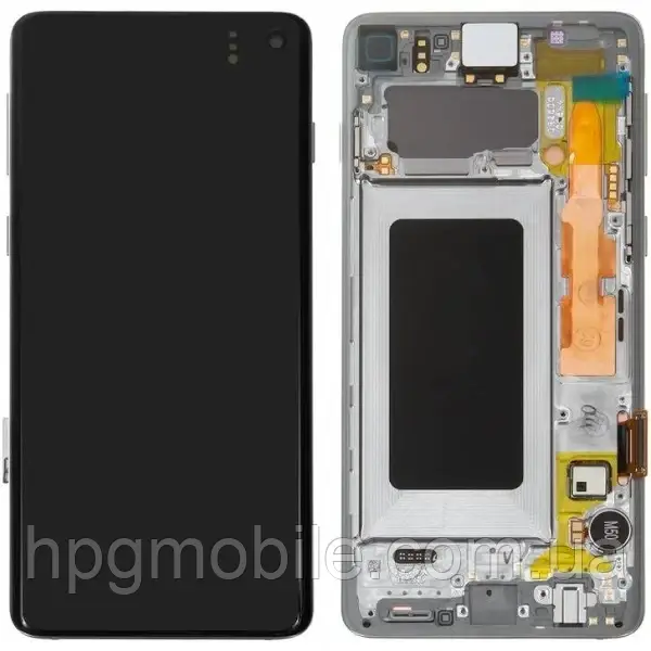 Дисплей Samsung G973/S10 (GH82-18850B) модуль (екран,сенсор) з рамкою, сервісний оригінал, Білий, фото 1