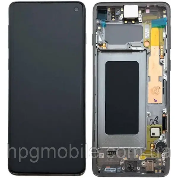 Дисплей Samsung G973/S10 (GH82-18850A) модуль (екран,сенсор) з рамкою, сервісний оригінал, Чорний, фото 1