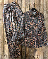 Хіт сезону жіночий леопардовий костюм сорочка з брюками 42-44,46-48