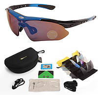 Защитные тактические спортивные очки с поляризацией RockBros синие 5 комплектов линз NX, код: 8447017