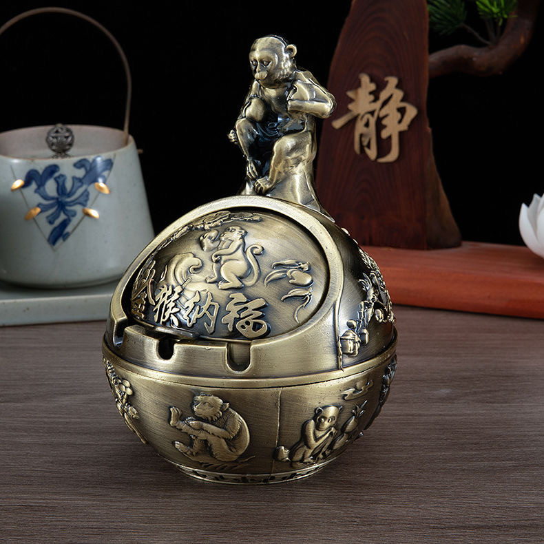 Металева попільничка рік Мавпи (Колір Латунь), фото 1