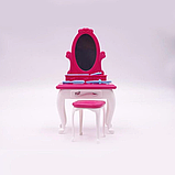 Лялькова меблі Gloria Спальня 3014 в комплекті ліжко трюмо стільчик аксесуари, фото 3