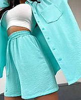 Костюм жіночий літній з креп-жатки рубашка і шорти (Норма), фото 8