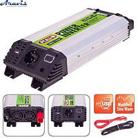 Перетворювач напруги інвертор Pulso IMU-1524 24V-220V 1500W USB-5VDC2.0A мод.хвиля клеми