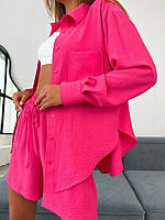 Костюм жіночий літній з креп-жатки рубашка і шорти (Норма), фото 5