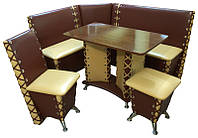 Кухонний куточок Ribeka Мустанг стіл, стілець і пуф Коричневий (05A01) NX, код: 6491754