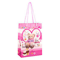 Сумочка подарункова пластикова з ручками Gift bag М'яка іграшка 17х12х5.5 см Рожевий (27326) NX, код: 7750648