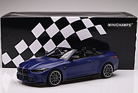 Коллекционная модель автомобиля BMW M4 (G83) Cabriolet 2020, blue metallic Minichamps 1:18