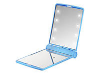 Карманное зеркало складное с LED подсветкой голубое A-PLUS 822 QT, код: 8380069