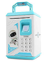Электронный сейф копилка Robot Bodyguard с отпечатком пальца Голубой (101291) UP, код: 1718395