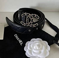 Женский ремень Chanel Шанель в черном цвете Lux качество CC