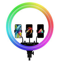 Кольцевая светодиодная LED лампа RIAS MJ18 RGB 45см Разноцветная на 3 держателя USB управлени UP, код: 8022789