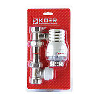 Комплект для під'єднання радіатора 1 2" (прямий) з термоголовкою KOER KR.1321 (KR2659) UP, код: 6706288